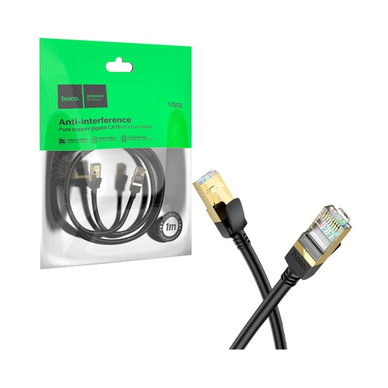 Hoco Ethernet Cable US02 Gigabit CAT-6 for Computer 1M Black